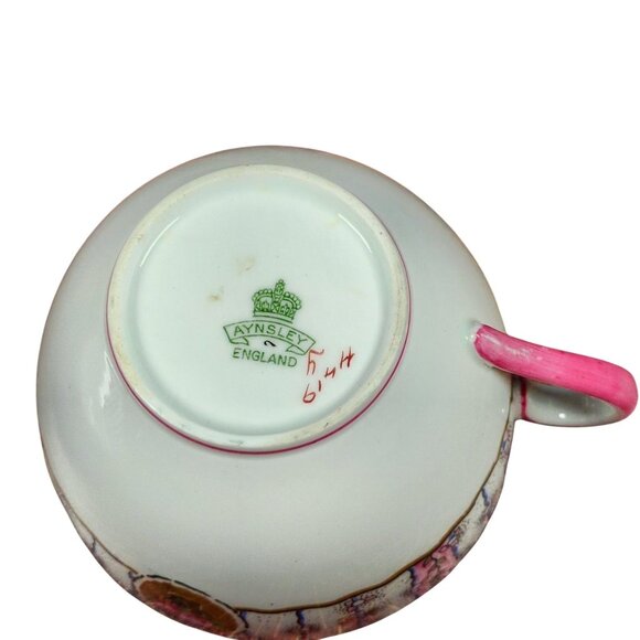 RARE Vintage Aynsley England Teacup Saucer Set Pink Floral Bone China  Art Deco - Picture 3 of 7